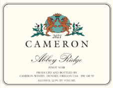 2021 Abbey Ridge Pinot noir label | Cameron Winery, Dundee Oregon