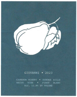 2023 Giovanni Pinot Blanc label | Cameron Winery, Dundee Oregon
