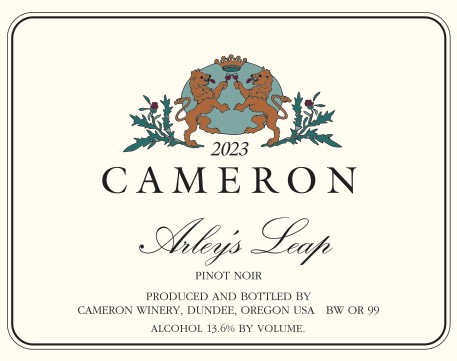 2023 Arley’s Leap Pinot Noir label | Cameron Winery, Dundee Oregon